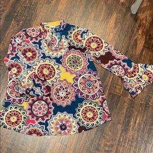 A-line ruffle bell sleeve tunic